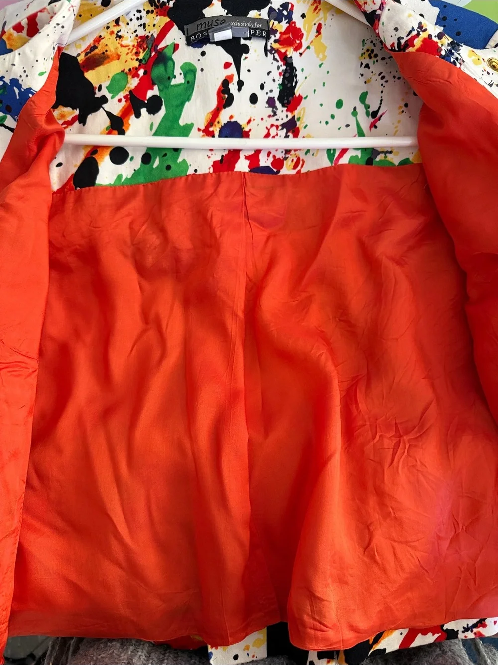Muse White Cropped Blazer with Multicolor Paint-Splash Print - Picture 10 of 10